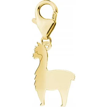 Přívěsek ZLATÝ PŘÍVĚSEK Pozlacená Plíšek s Alpakou Lamou Zvíře stříbro 925