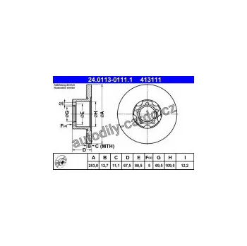 Brzdový kotouč Brzdový kotouč ATE 24.0113-0111 (AT 413111) - MERCEDES-BENZ
