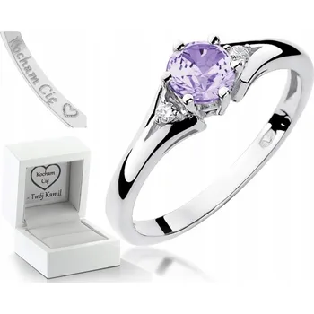 Prsten AMETYSTOVÝ PRSTÝNEK Z BÍLÉHO ZLATA DÁREK GRAVÍROVÁNÍ