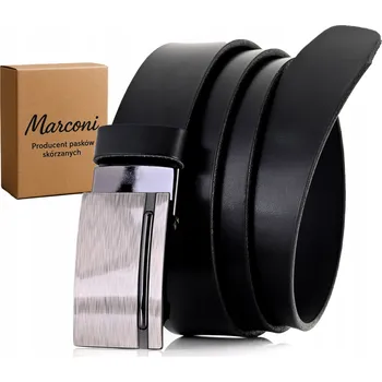 Opasek KOŽENÝ pánský Pásek 3,5 cm AUTOMATICKÁ spona k obleku i k džínám UNIVERZÁLNÍ ČERNÝ