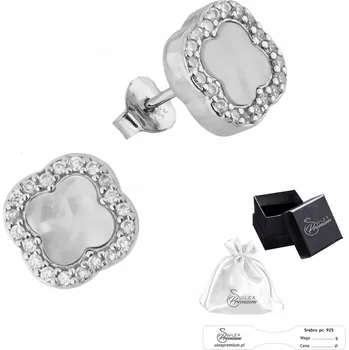 Náušnice Elegantní marocké perlové Čtyřlístek Stříbrné Náušnice ryzost 925 pro ni