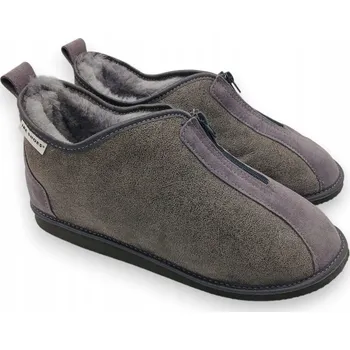 Dámské pantofle Papuče horské kožené pantofle na zip, teplé a pohodlné z ovčí kůže, velikost 41