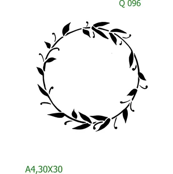 Plastová šablona pro malování - Srdce a věnečky - Věneček (Q096) - A4 , Lepící fólie
