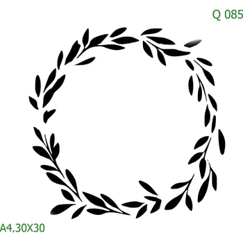 Plastová šablona pro malování - Srdce a věnečky - Věneček (Q085) - 30 x 30 cm , Nelepící folie