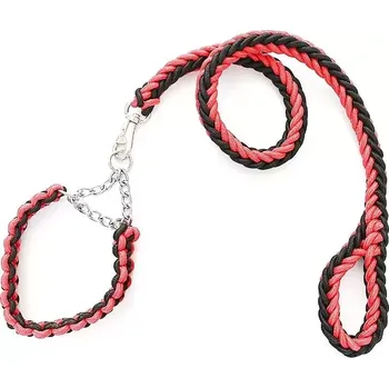 Vodítko pro psa TopTechnology Vodítko pro psy s pleteným pásem, výbuchu odolné, velikost L (Červená+Černá)