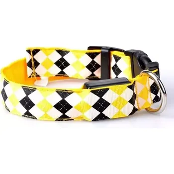 Obojek pro psa TopTechnology Obojek pro psy s LED světlem a plaid vzorem, velikost L (žlutý)