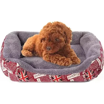 Pelíšek pro psa TopTechnology Národní vlajka čtyř ročních období - originální teplý pelíšek pro psy, velikost: L, 66×50×14cm (červený)
