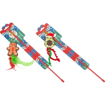 Hračka pro kočku Farm Company Vánoční udice pro kočky s catnipem 8cm