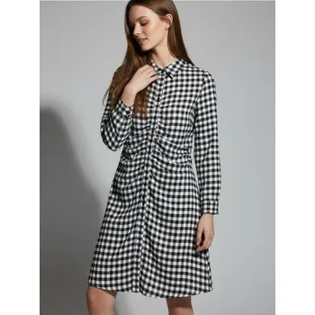 Dámské šaty Sinsay - Košilové mini šaty s řasením vpředu a dlouhými rukávy - vícebarevná - 3858B-MLC - 3858B-MLC-XL