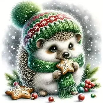 Diamantové malování Diamantové malování/Homfun - Ježeček v kulíšku + perleťové kamínky