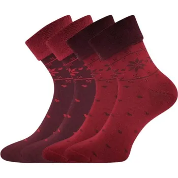 Dámské ponožky Ponožky dámské celofroté FROTANA s norským vzorem RED WINE (vínová/tmavě červená) (2 páry)