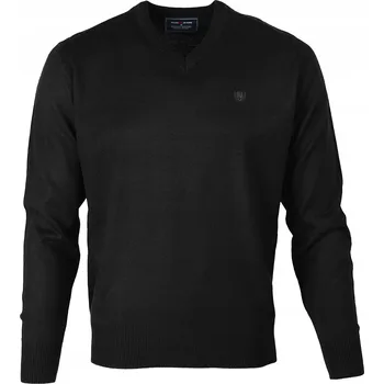 Pánský svetr Pánský svetr s výstřihem do V elegantní hladký ČERNÝ XL Pako Jeans