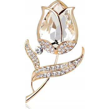 Brož Brož Pinets B475 s růží a zirkony zlatá 5,6 cm