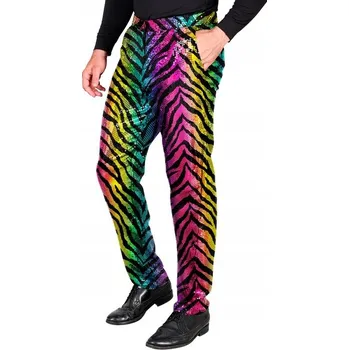 Pánské kalhoty PÁNSKÉ FLITROVANÉ KALHOTY BAREVNÉ TYGR SYLVERSTR KARNEVAL ZÁBAVA S