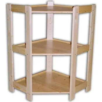 regál Biedrax Regál dřevěný masivní - rohový 60 x 60 x 89 cm, 3 police Barva: Přírodní