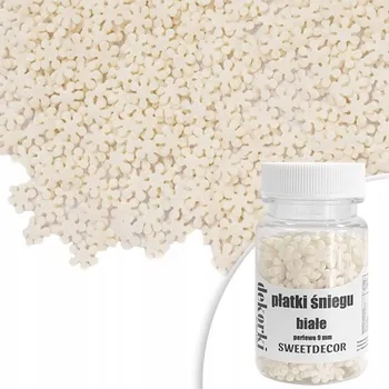 Přisada na vaření a pečení Cukrový posyp SNĚHOVÉ VLOČKY BÍLÉ PERLEŤOVÉ 9 mm Sweet Decor, 30 g