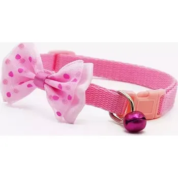 Obojek pro psa TopTechnology Nastavitelný obojek s mašlí a zvonkem pro psy a kočky (Růžový)