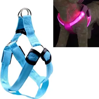 Postroj pro psa TopTechnology Dvoustranný LED světelný postroj pro domácí zvířata nylonový, velikost S (modrý)