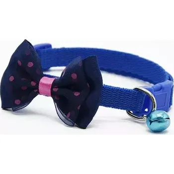 Obojek pro psa TopTechnology Nastavitelný obojek s mašlí a zvonečkem pro psy a kočky (modrý)