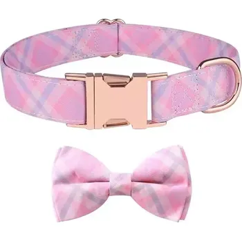 Obojek pro psa TopTechnology Obojek pro psy s odnímatelnou mašlí v růžovém zlatě, velikost M 2.0x33-50cm (Sweet Pink Girl)