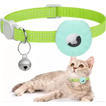 TopTechnology Reflexní obojek pro kočky s pouzdrem pro AirTag (Mint Green)