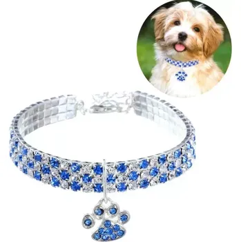 Obojek pro psa TopTechnology Pet Collar Diamond Elastic Obojek pro Kočky a Psy, Velikost: L (Modro-bílý)