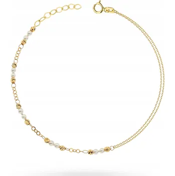 Náramek ZLATÝ DÁMSKÝ NÁRAMEK ryzost 585 Perličky Diamantované 14k + Krabička