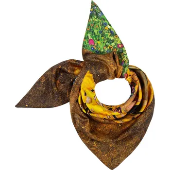 Šátek Biju dámský šátek s potiskem malby Polibek a Zlatá Adel 7200733-35