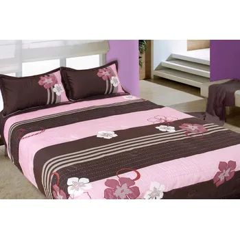 Přehoz na lůžko Saténový přehoz na postel 220x240 s povlaky na polštáře Eurofirany 1233