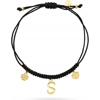 Náramek STŘÍBRNÝ NÁRAMEK s Písmenem S ryzost 925 Na Šňůrce