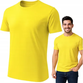 Pánské tričko BAVLNA 100% Tričko s krátkým rukávem ŽLUTÉ