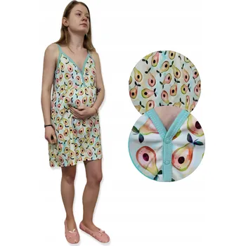 Dámská noční košile Těhotenská košile na kojení BAVLNA 100% na ramínka velikost XS HRUŠKY