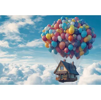 Fototapeta FOTOTAPETA PRO DÍVKU LÉTAJÍCÍ DŮM TAPETA DO DĚTSKÉHO POKOJE 350x250