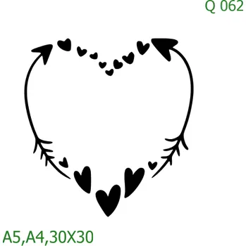 Plastová šablona pro malování - Srdce a věnečky - Amorovo srdce (Q062) - 30 x 30 cm , Lepící fólie