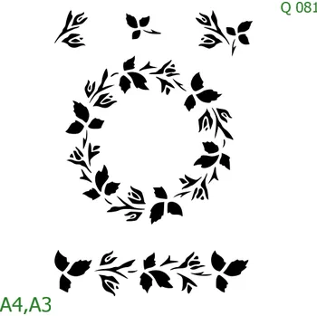 Plastová šablona pro malování - Srdce a věnečky - Věneček a rostliny (Q081) - A3 , Nelepící folie