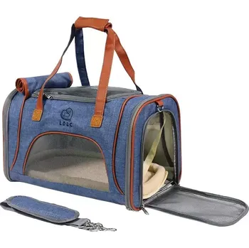 Taška pro psa a kočku TopTechnology LDLC QS-012 Taška pro domácí zvířata - přenosná, prodyšná, skládací (Denim Blue)