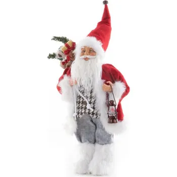 Vánoční dekorace Dekorativní figurka Mikuláše s lucernou 45 cm