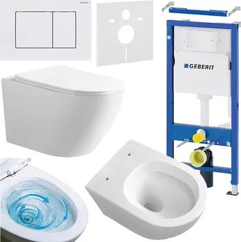 Klozet BPS-koupelny Podomítkový modul Geberit DuoFix s WC mísou MU-WH-TR-03 + ovládací tlačítko Delta 30 bílá