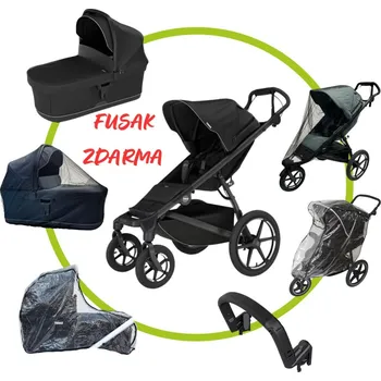 Kočárek Akční set Thule Urban Glide 4-wheel Black + korba + pláštěnka Emitex + madlo Thule + pláštěnka na korbu Emitex + moskytiéra na korbu a sporťák + Fusak Petite Mars Zdarma