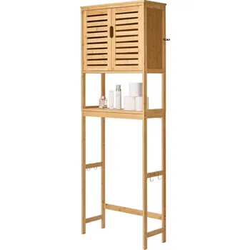 Koupelnový nábytek VEVOR Skříňka nad toaletu dvoudveřová 15 cm bambus