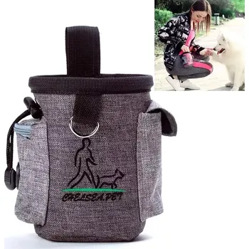 TopTechnology Taška na trénink domácích zvířat - multifunkční bederní taška na pamlsky (šedá)