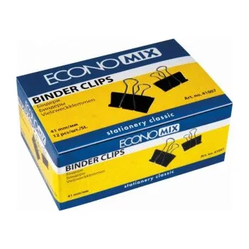 Kancelářská sponka Kovový klip černý 41mm, balení 12ks