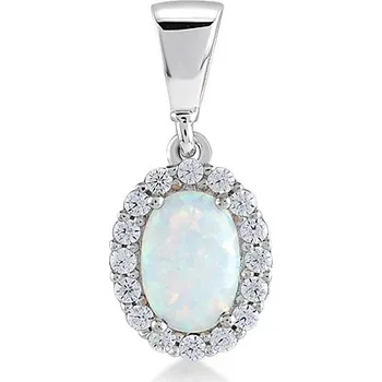 Přívěsek Lillian Vassago Přívěsek z bílého zlata s opálem a zirkony, 4 mm x 6 mm LLV11-WOWP-004/2