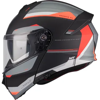 Helma na motorku MT Helmets Výklopná helma na motorku MT Genesis SV Raccoon B5 černo-červená XL