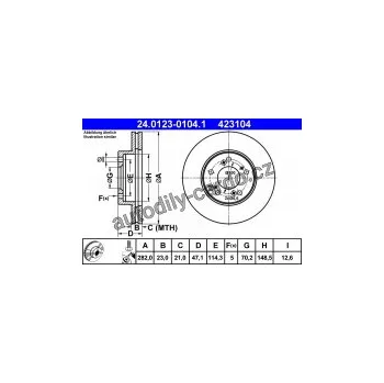 Brzdový kotouč Brzdový kotouč ATE CRYO 24.0123-0104 (AT 423104) - AKCE