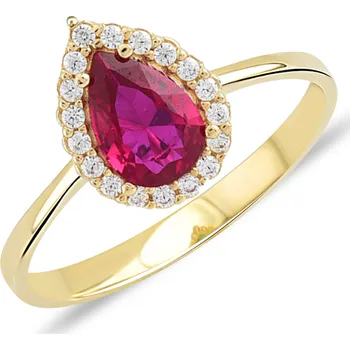 Prsten Lillian Vassago Zlatý prsten s rubínem a zirkony LLV11-SGR101YDRU Velikost prstenu: 50