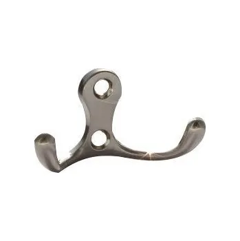 Věšák 770222 dvojháček kov broušený nikl (Nástěnný dvojháček v povrchu broušený nikl. Vhodné řešení pro nábytek v interiéru.)