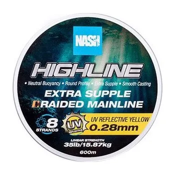 Pletená Šňůra Nash Highline Extra Supple Braid UV Yellow 600m 0,28mm/15,87kg
