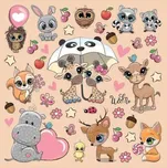 AG Design Samolepky na zeď Zvířátka Print film, 30x30 cm