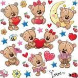 AG Design Samolepky na zeď Medvídci Love Print film, 30x30 cm